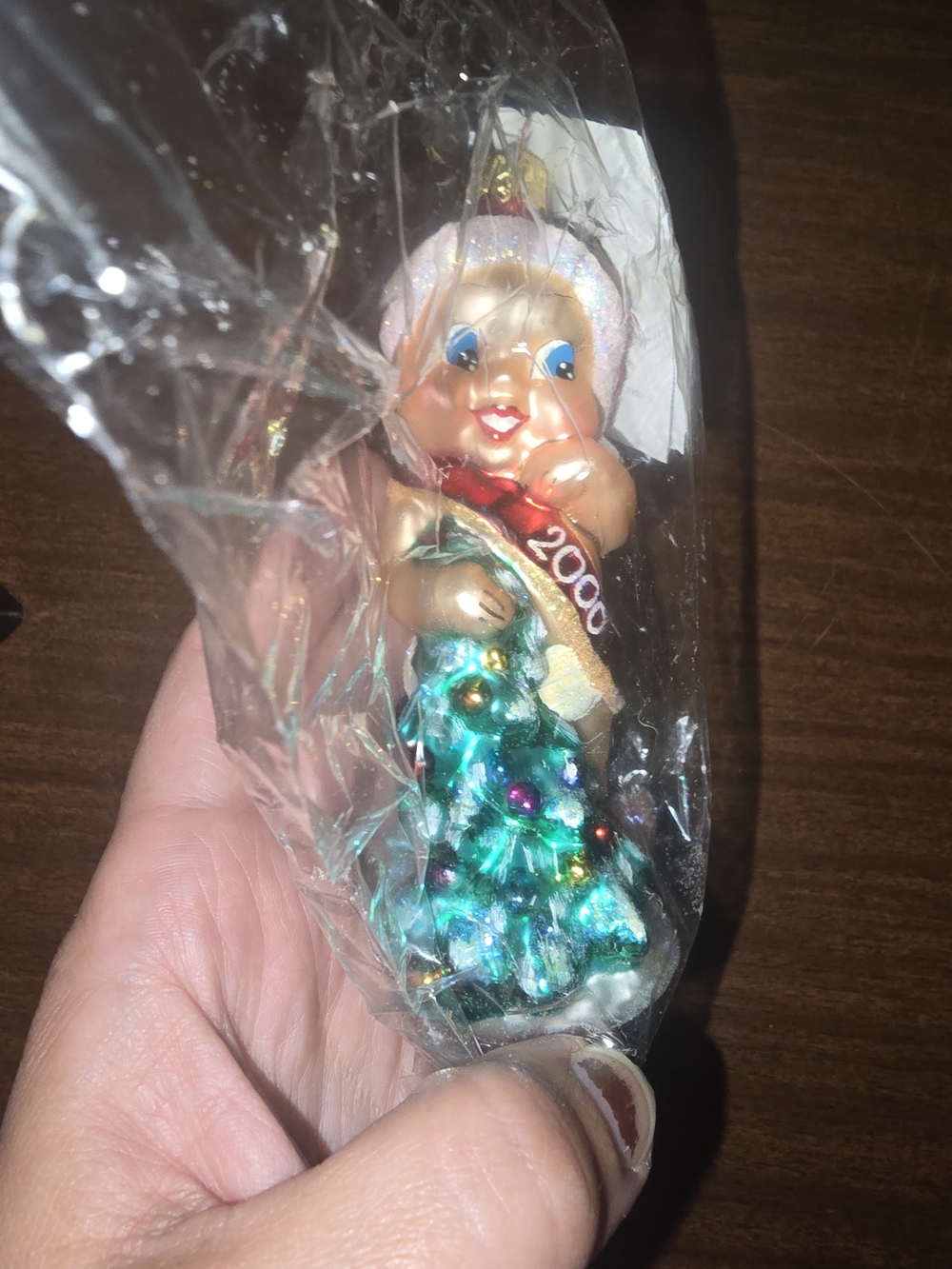 Vintage Christopher Radko Christmas Kewpie 2000 Glass Ornament